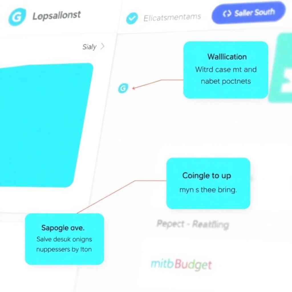 A close-up shot of a clean and intuitive interface from G-Budget module highlighting ease of use and navigation with clear call-outs to key features. Use bright, clear colors and a modern design.