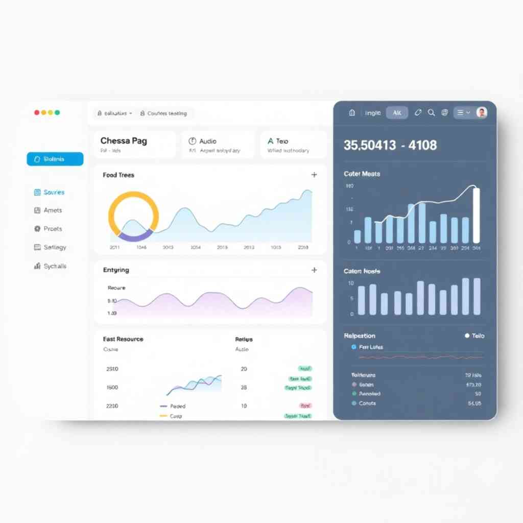 A photorealistic image depicting a clean, modern dashboard interface with various data visualizations. The colors should be calming and professional.  Show key metrics like student enrollment, course progress, and resource allocation.  The style should evoke a sense of order, clarity, and user-friendliness, similar to popular SaaS platforms like Asana or Trello.  The resolution should be 4K.  Textures should be smooth, with clear typography and consistent branding. The lighting should be soft, creating a clear image easy to read.