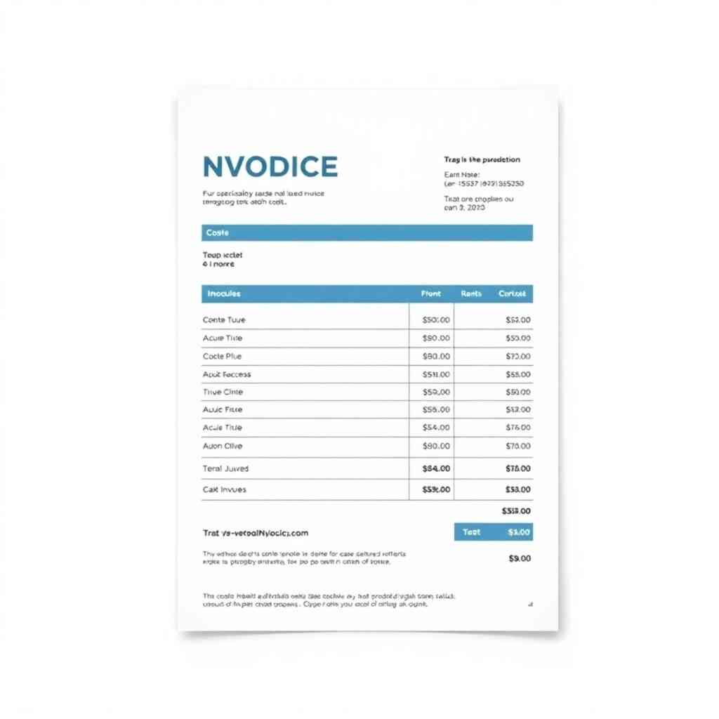 A photorealistic image of a clean and organized invoice, displaying a detailed breakdown of the costs associated with the 12 modules. The invoice should be visually appealing and easy to read, and the overall style should be professional and transparent. The image should be well-lit to make it easy to read, and the background should be neutral. The colors should be muted and professional. The image should convey a sense of trust and transparency.