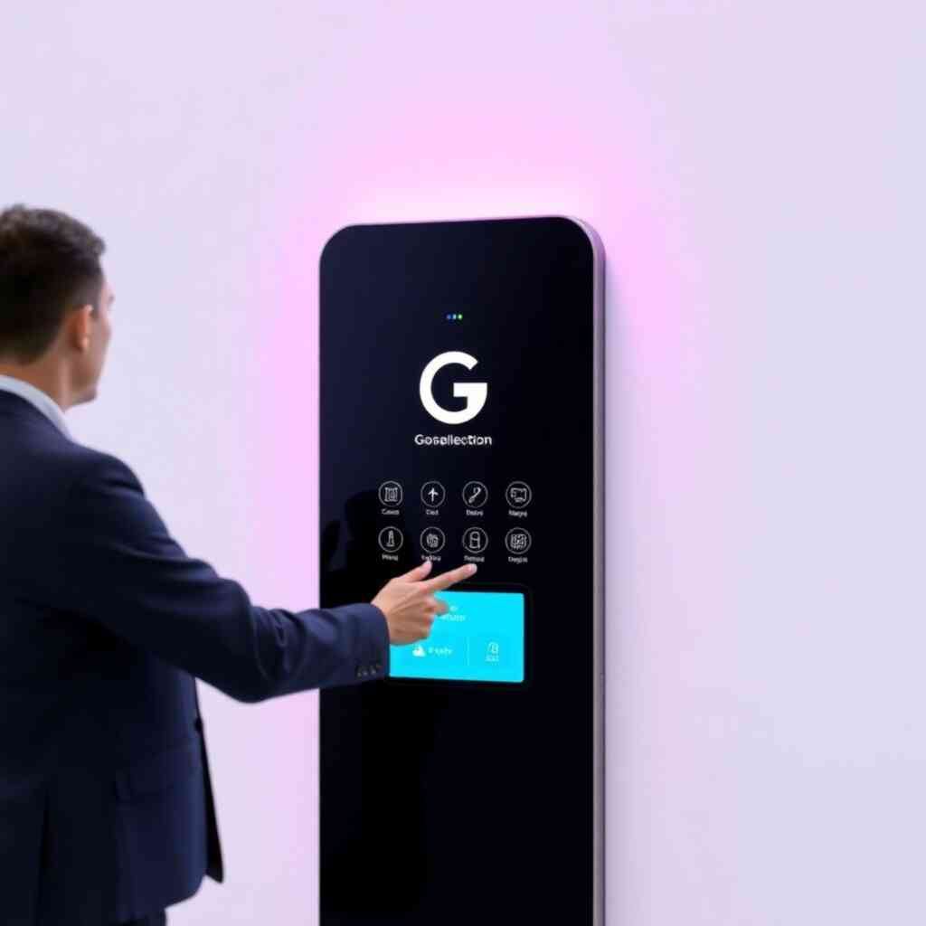 A photorealistic image of a user interacting effortlessly with the G-Entrance module, highlighting the intuitive design and smooth user experience. The image must focus on user interaction and ease of use.