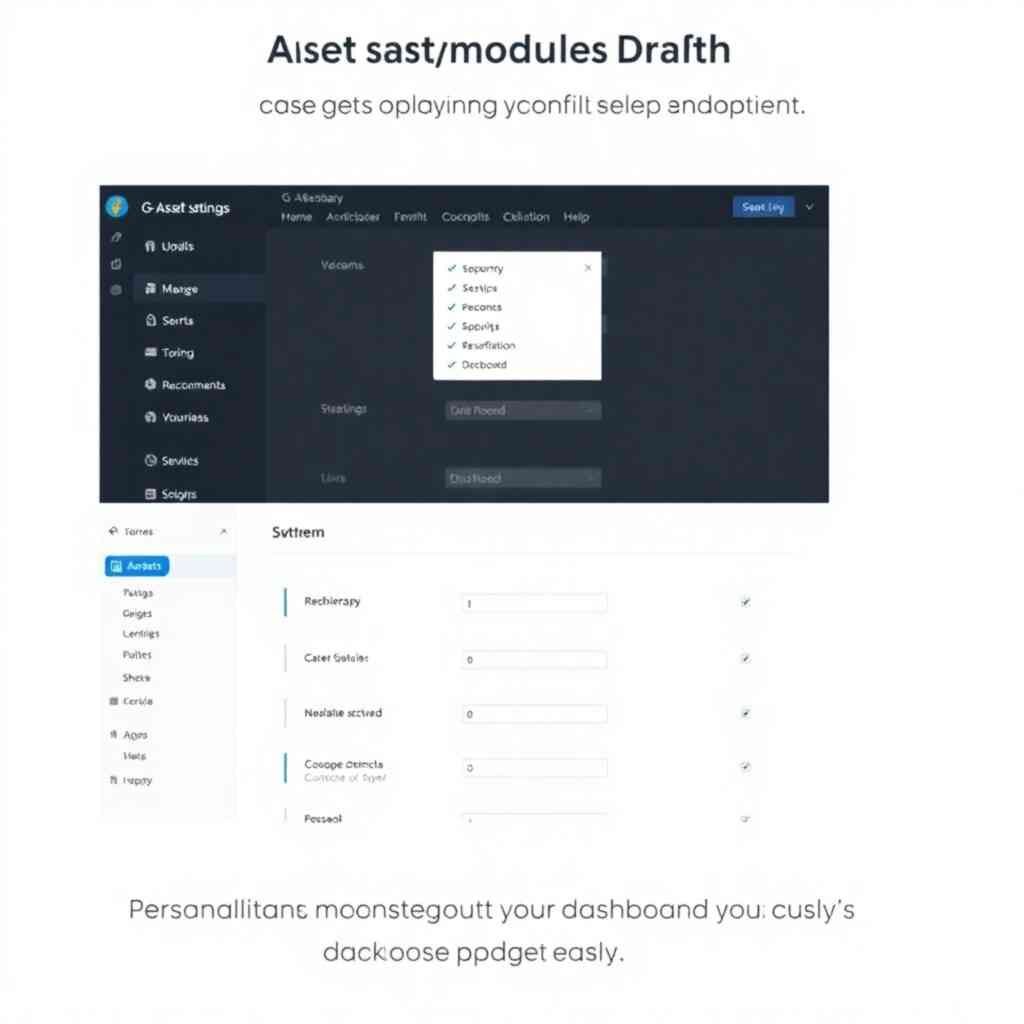 A screen recording of the G-Asset module configuration settings. Focus on the ease of navigation and clear user interface. Show how users can personalize their dashboard and settings quickly and easily.