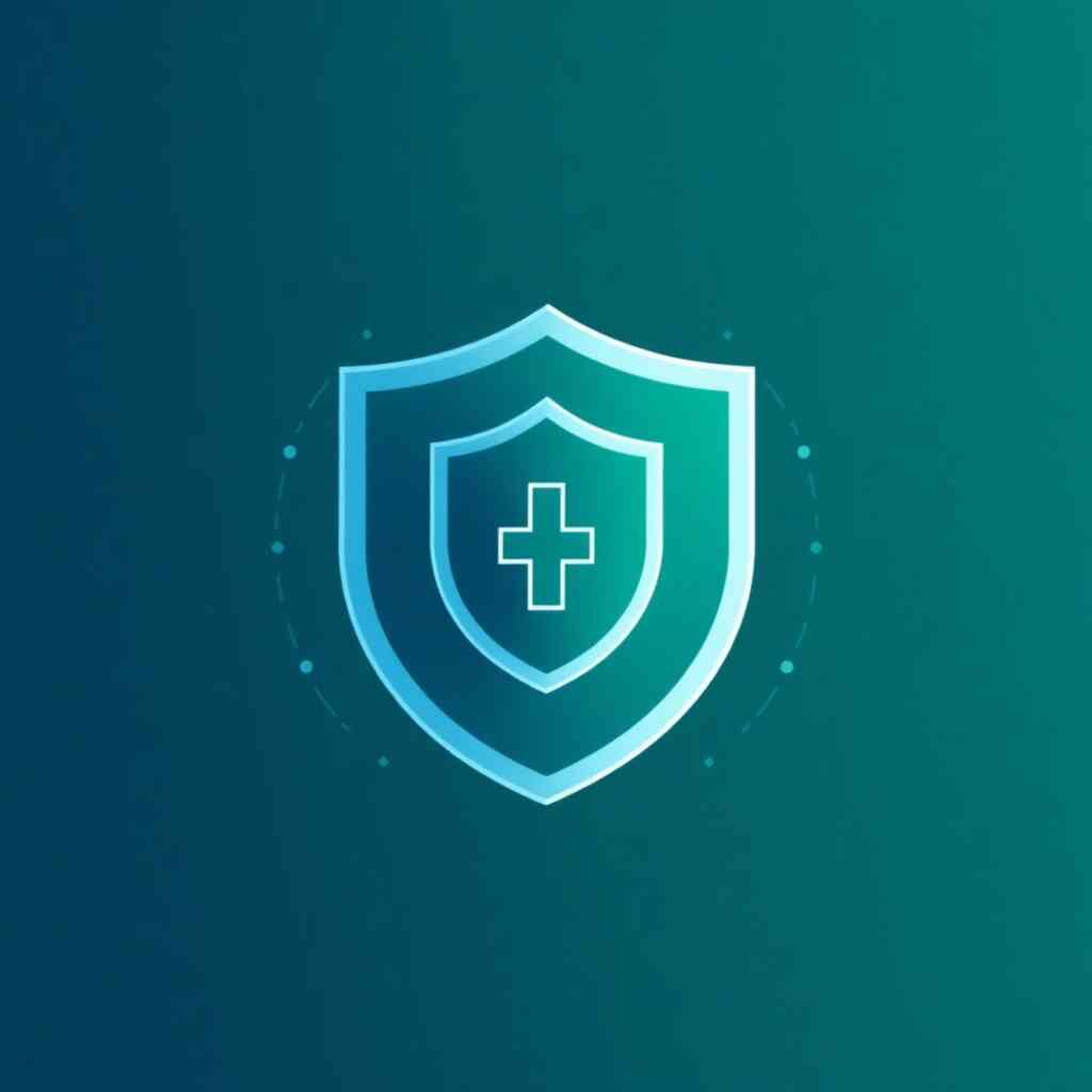 A stylized image depicting a shield protecting data, symbolizing the security and reliability of the G-Hospital module.  Use a color palette that evokes trust and security, such as dark blues and greens. The style should be modern and professional, conveying a feeling of confidence and security.