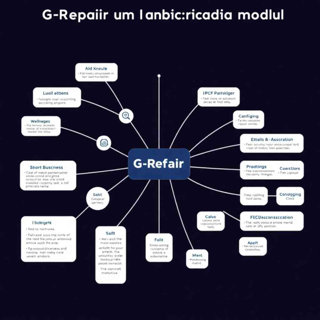 A stylized infographic or mind map that visually represents all the key features of the G-Repair module, connecting them in a visually appealing and easy-to-understand way.