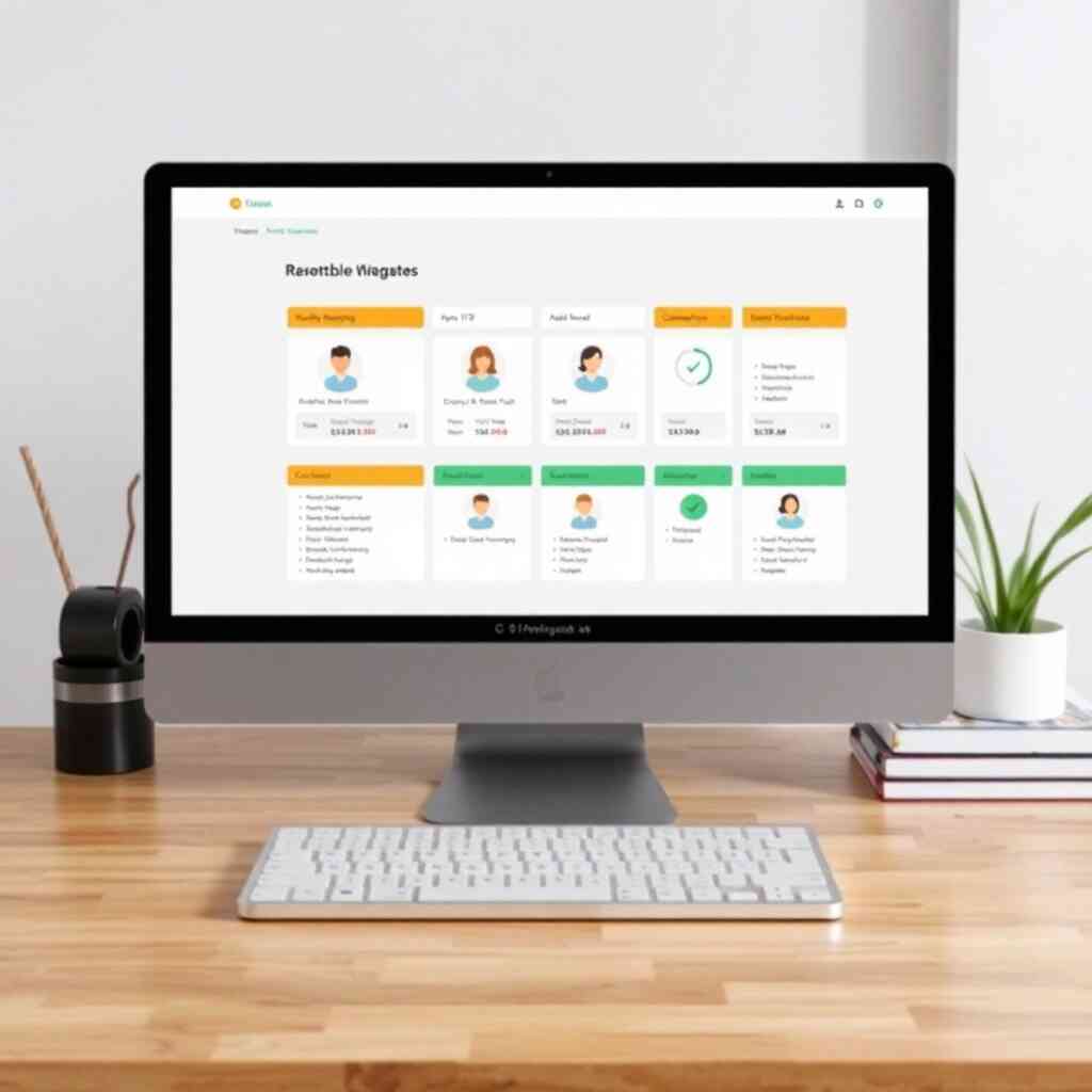 A photorealistic image of a diverse team of developers collaborating around a table, focused on a laptop displaying a clean, modern website design. The background should be a bright, modern office space with natural light.  High resolution, detailed, vibrant colors, sharp focus.