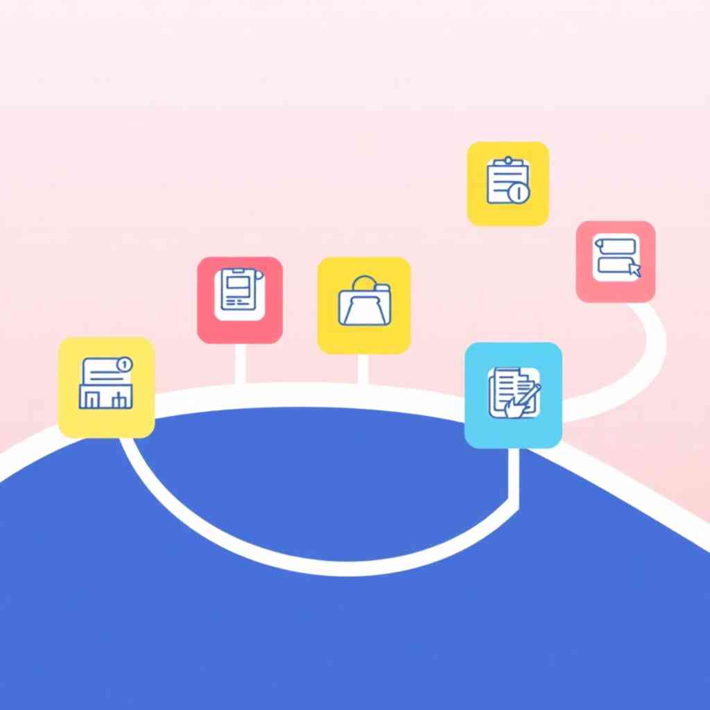 Stylized image showing streamlined workflows, with icons representing various tasks being efficiently managed.   Use a bright, clean color scheme and a modern, minimalist style. The image resolution should be 4K for clarity and detail.